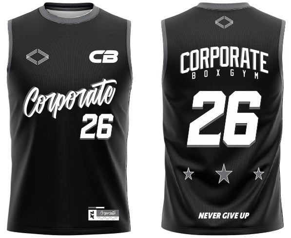 2026 Corporate Box Basketball Jersey (black/white)