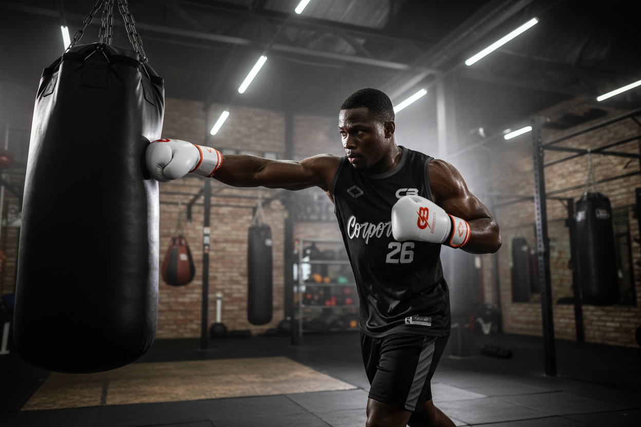 Basketball Jersey & Boxing Gloves Training Shot